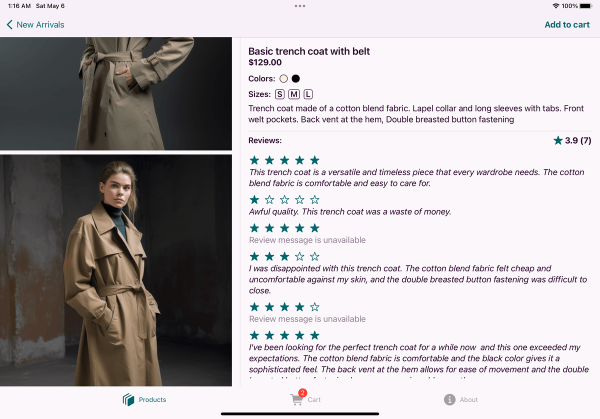 Trench details screen
