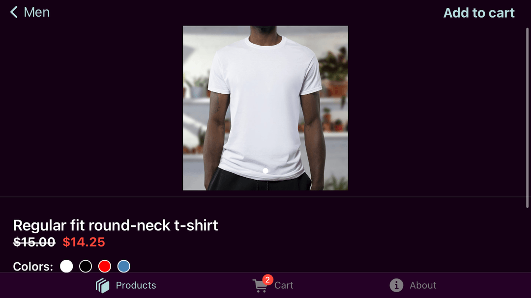 T-shirt details screen